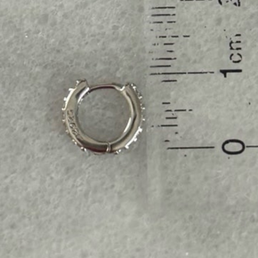 Sterling Silver Crystal Pave Small Mini Hoop Earrings 

Brand New - Picture 5 of 5